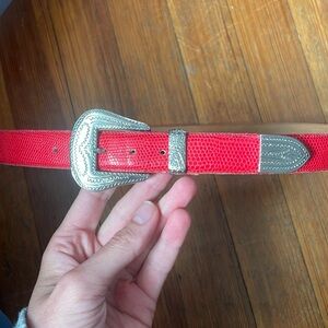 VINTAGE Morris Moskowitz Belt XS Red Lizard Skin Leather Western Cowgirl Rodeo
